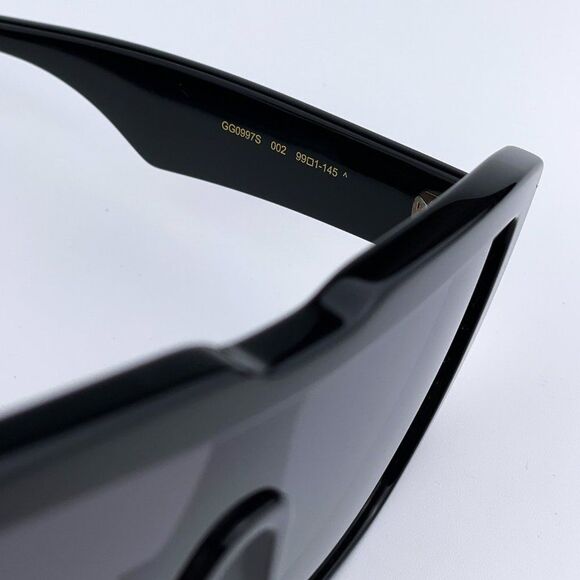 NEW Gucci LOGO GG0997S 002 Black Gray Shield Unisex Sunglasses - Picture 7 of 11